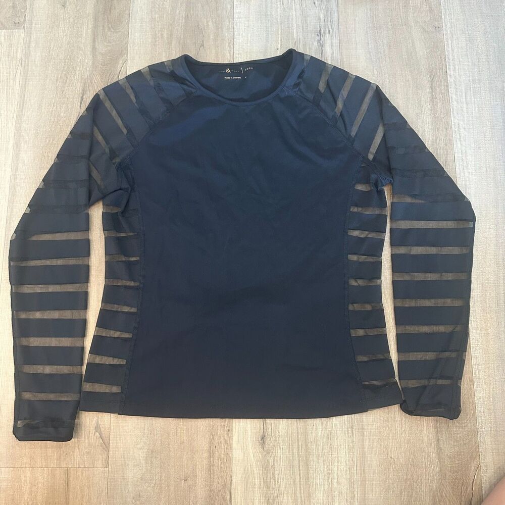 Lou & Grey Form Long Sleeve Sheer Mesh Stripes Women's Size M Medium